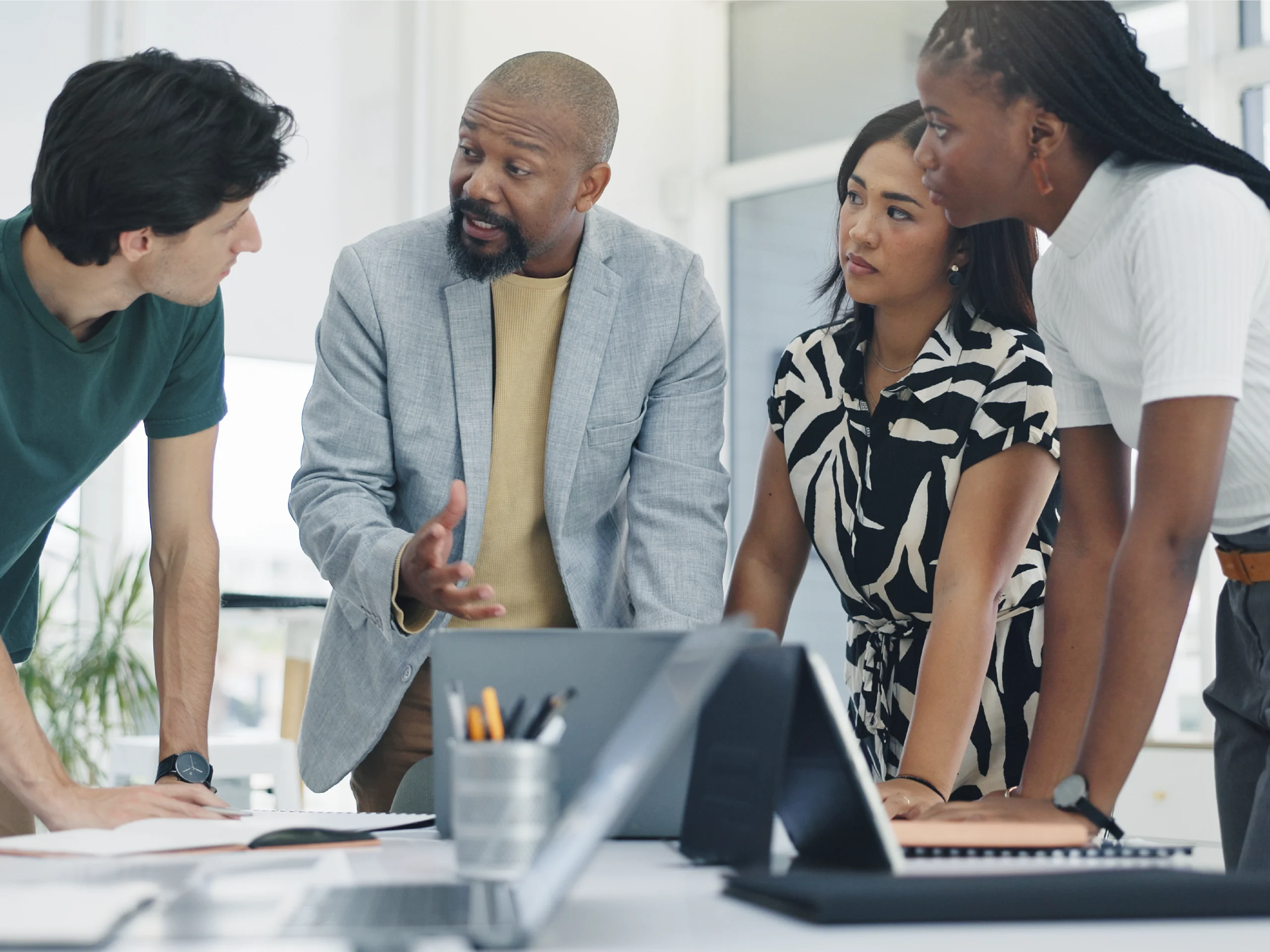Business team having support discussion